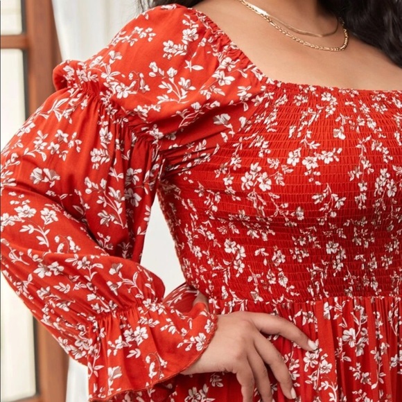 Flounce Sleeve Shirred Bodice Maxi Dress - Picture 2 of 6